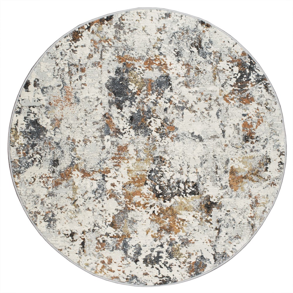 Canyon Abstract Modern Circle Rugs 52023 6616 in Cream